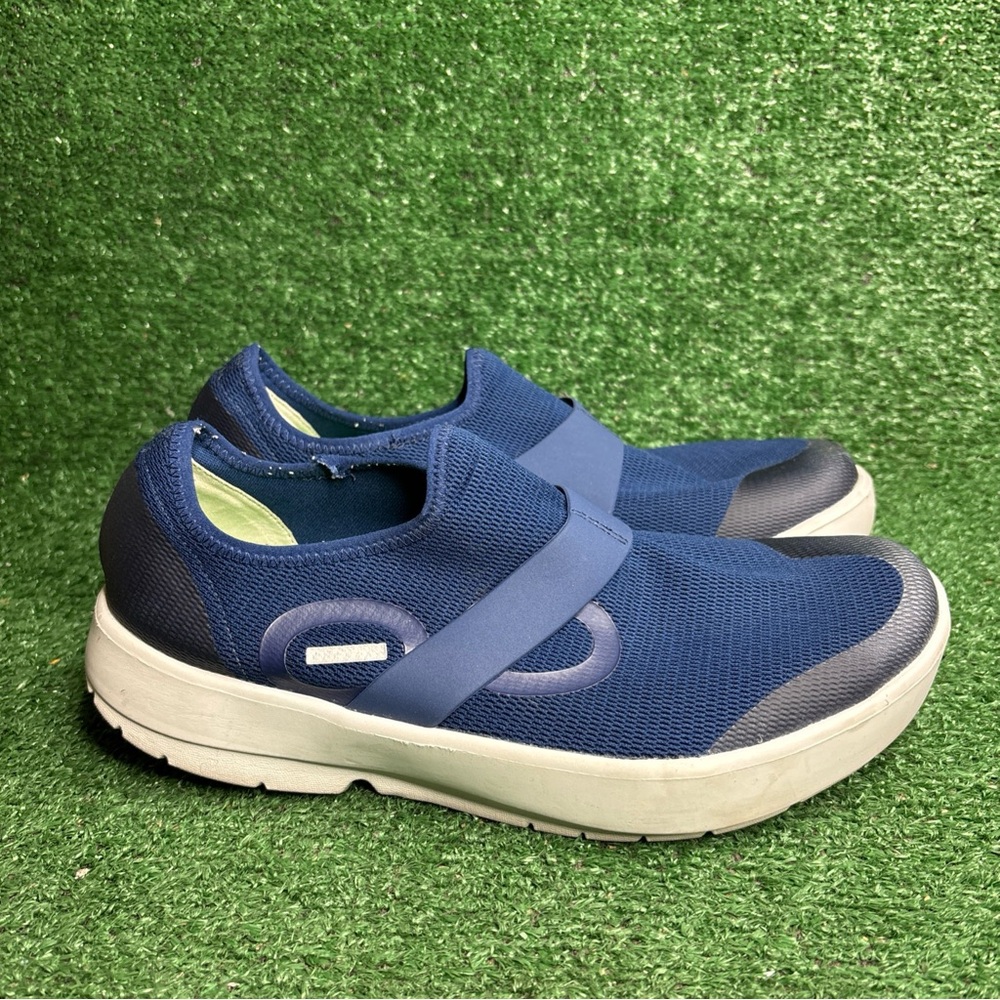 Oofos Oomg Eezee Low Slip On‎ Blue White Recovery Sneakers Shoes Mens Size 12